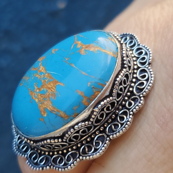 New Copper Turquoise 925 Silver Ring. - Picture 13 of 16